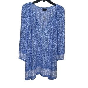 Jones New York blue with white floral print sz 2 X